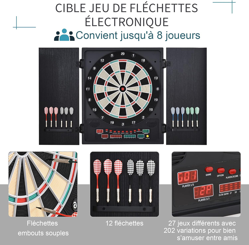 jeu de fléchette électronique mural avec portes